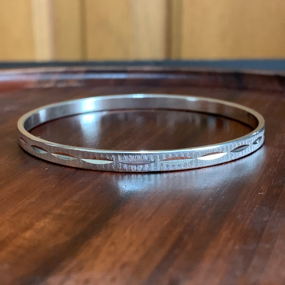 Monet silver tone etched bracelet